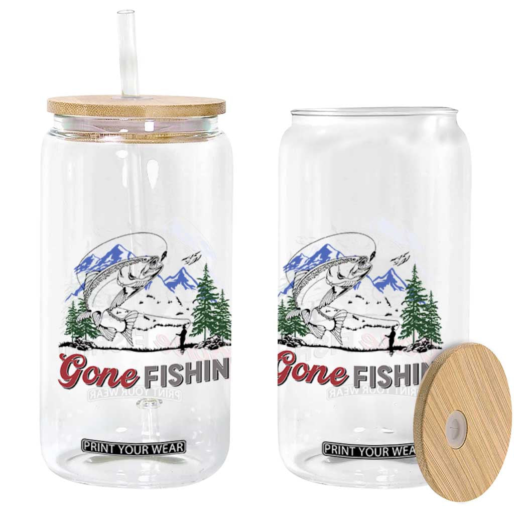 Gone Fishing Glass Can Trout Fishing Lover Montane Forest TS11 Print Your Wear