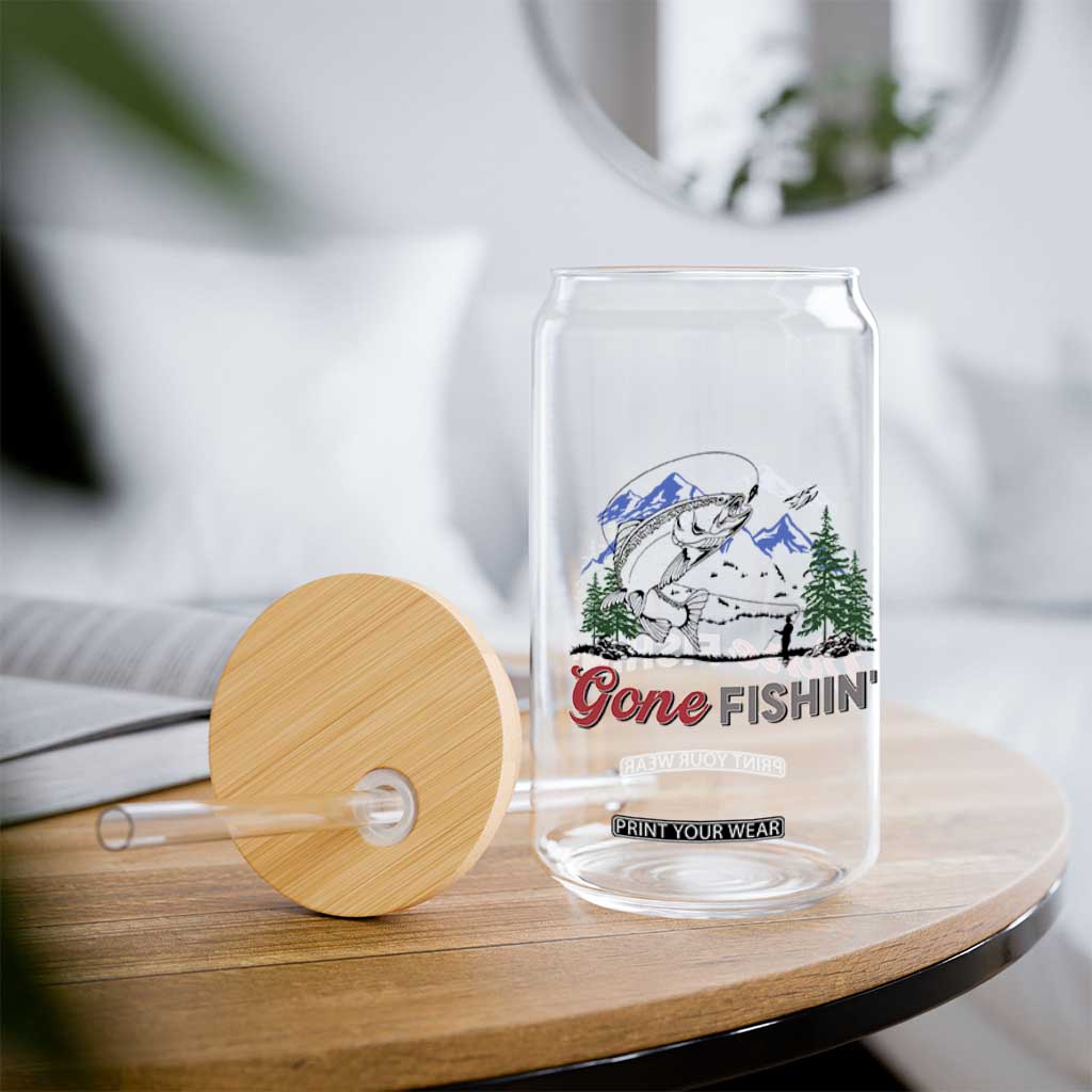 Gone Fishing Glass Can Trout Fishing Lover Montane Forest TS11 Print Your Wear