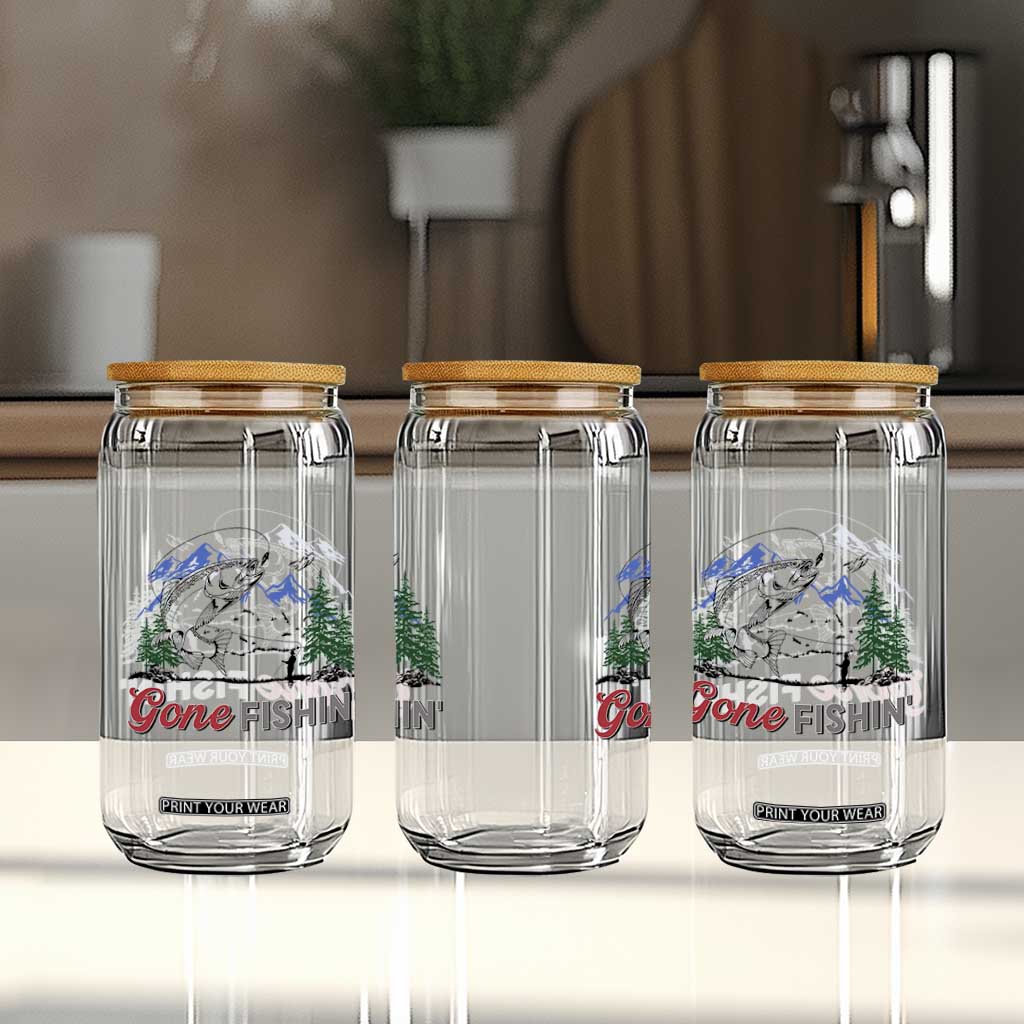 Gone Fishing Glass Can Trout Fishing Lover Montane Forest TS11 Print Your Wear