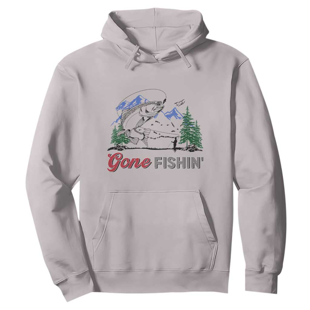 Gone Fishing Hoodie Trout Fishing Lover Montane Forest TS11 Ice Gray Print Your Wear