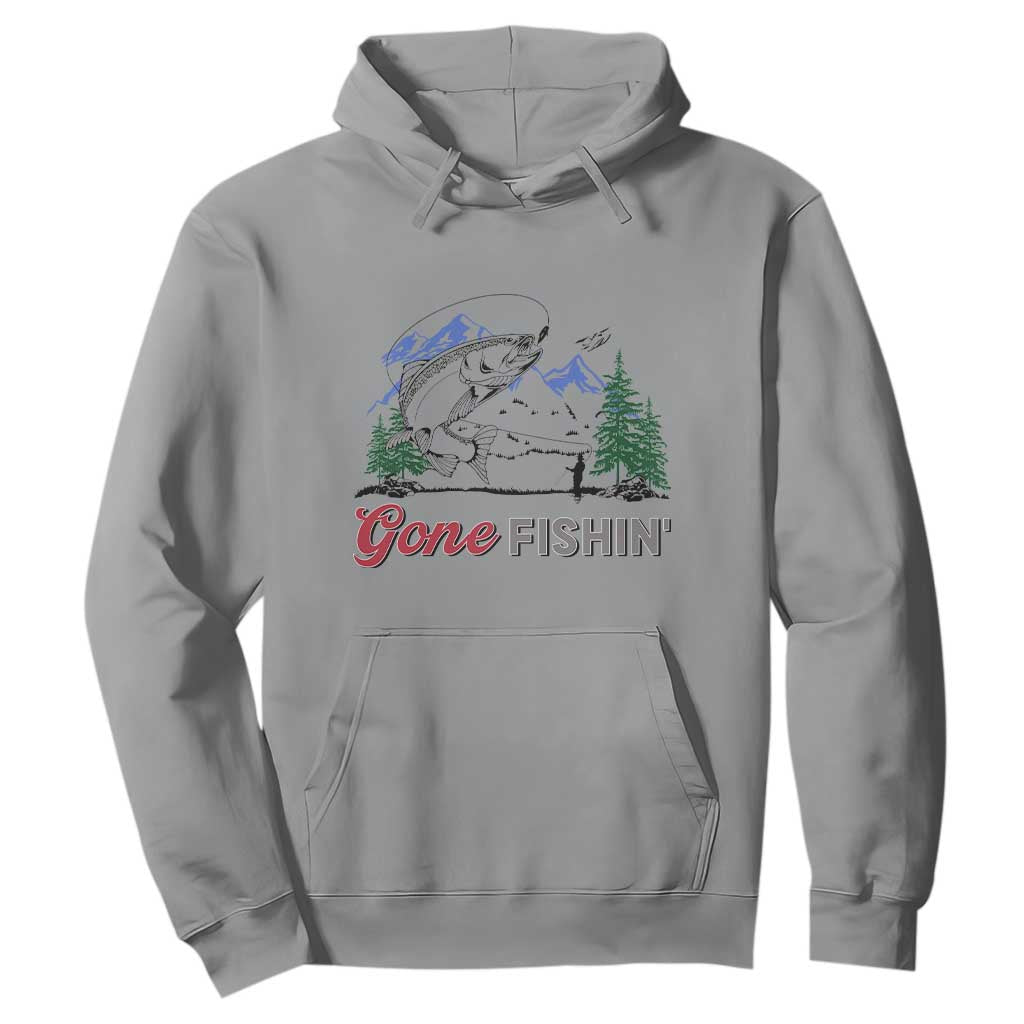 Gone Fishing Hoodie Trout Fishing Lover Montane Forest TS11 Sport Gray Print Your Wear