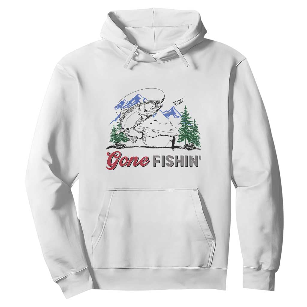 Gone Fishing Hoodie Trout Fishing Lover Montane Forest TS11 White Print Your Wear