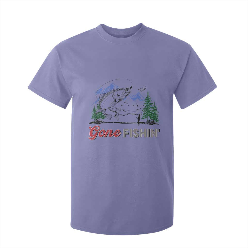 Gone Fishing T Shirt For Kid Trout Fishing Lover Montane Forest TS11 Violet Print Your Wear