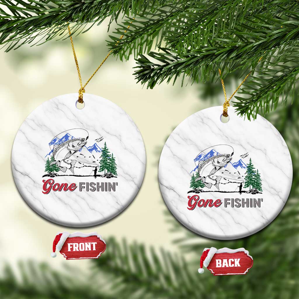 Gone Fishing Ceramic Ornament Trout Fishing Lover Montane Forest TS11 1pc White Marble Print Your Wear