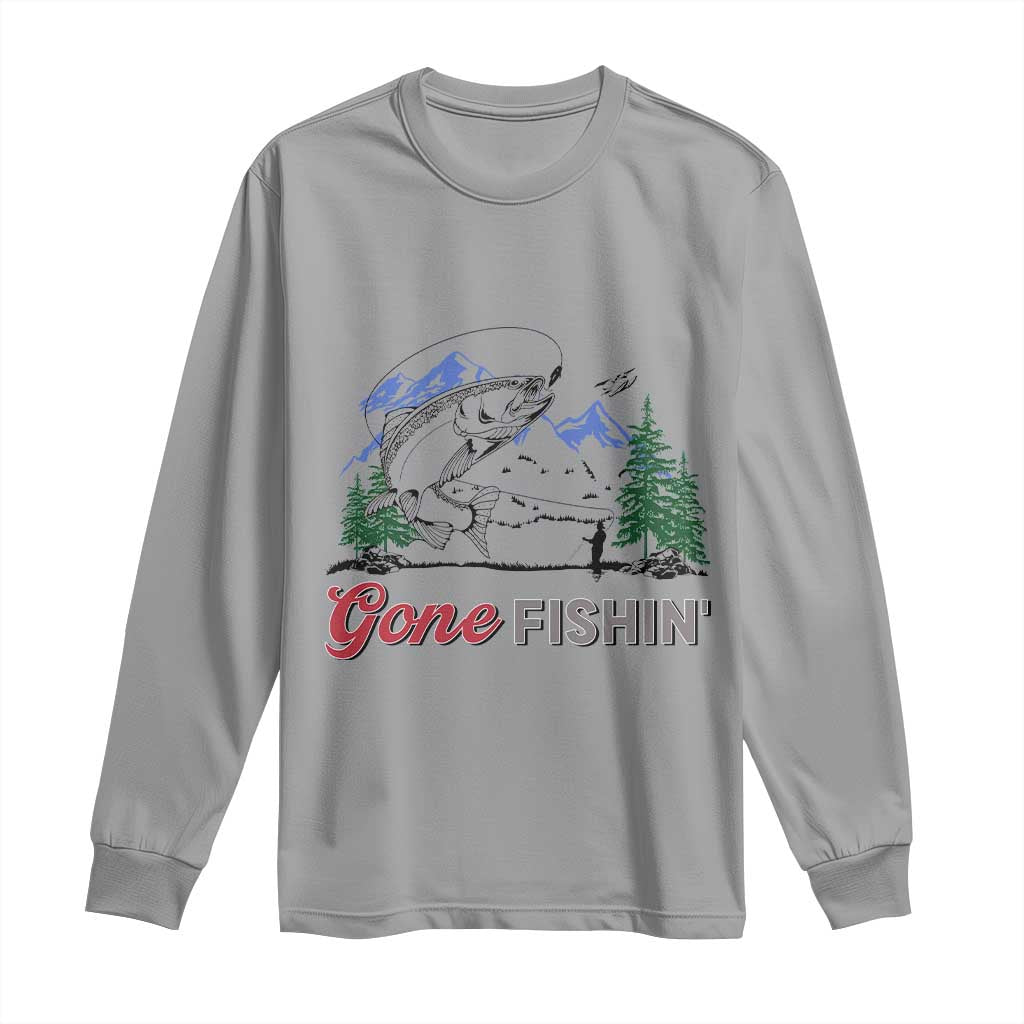 Gone Fishing Long Sleeve Shirt Trout Fishing Lover Montane Forest TS11 Sport Gray Print Your Wear