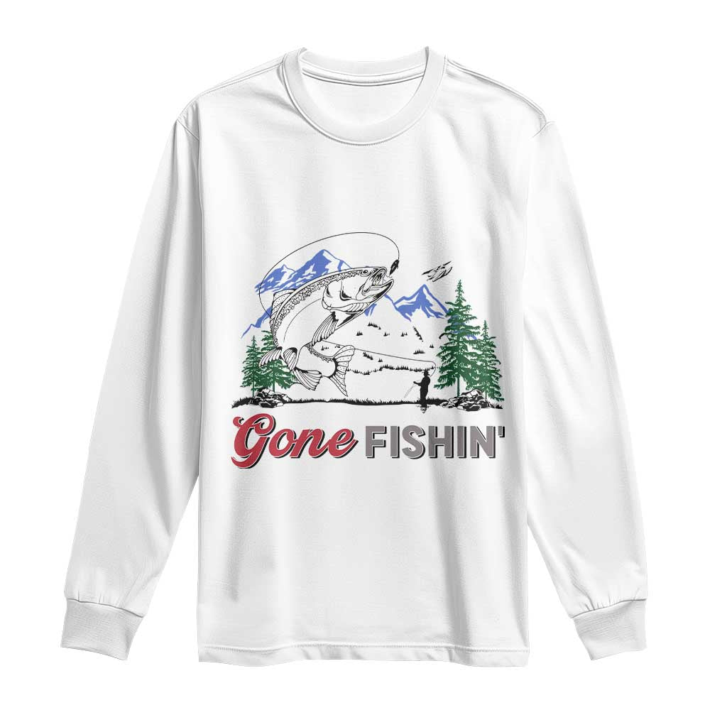 Gone Fishing Long Sleeve Shirt Trout Fishing Lover Montane Forest TS11 White Print Your Wear
