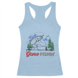 Gone Fishing Racerback Tank Top Trout Fishing Lover Montane Forest TS11 Light Blue Print Your Wear
