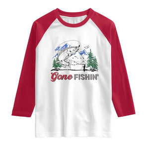 Gone Fishing Raglan Shirt Trout Fishing Lover Montane Forest TS11 White Red Print Your Wear