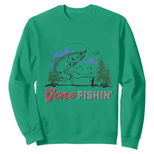 Gone Fishing Sweatshirt Trout Fishing Lover Montane Forest TS11 Irish Green Print Your Wear