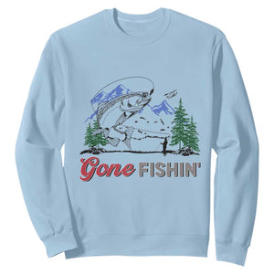 Gone Fishing Sweatshirt Trout Fishing Lover Montane Forest TS11 Light Blue Print Your Wear