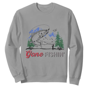 Gone Fishing Sweatshirt Trout Fishing Lover Montane Forest TS11 Sport Gray Print Your Wear