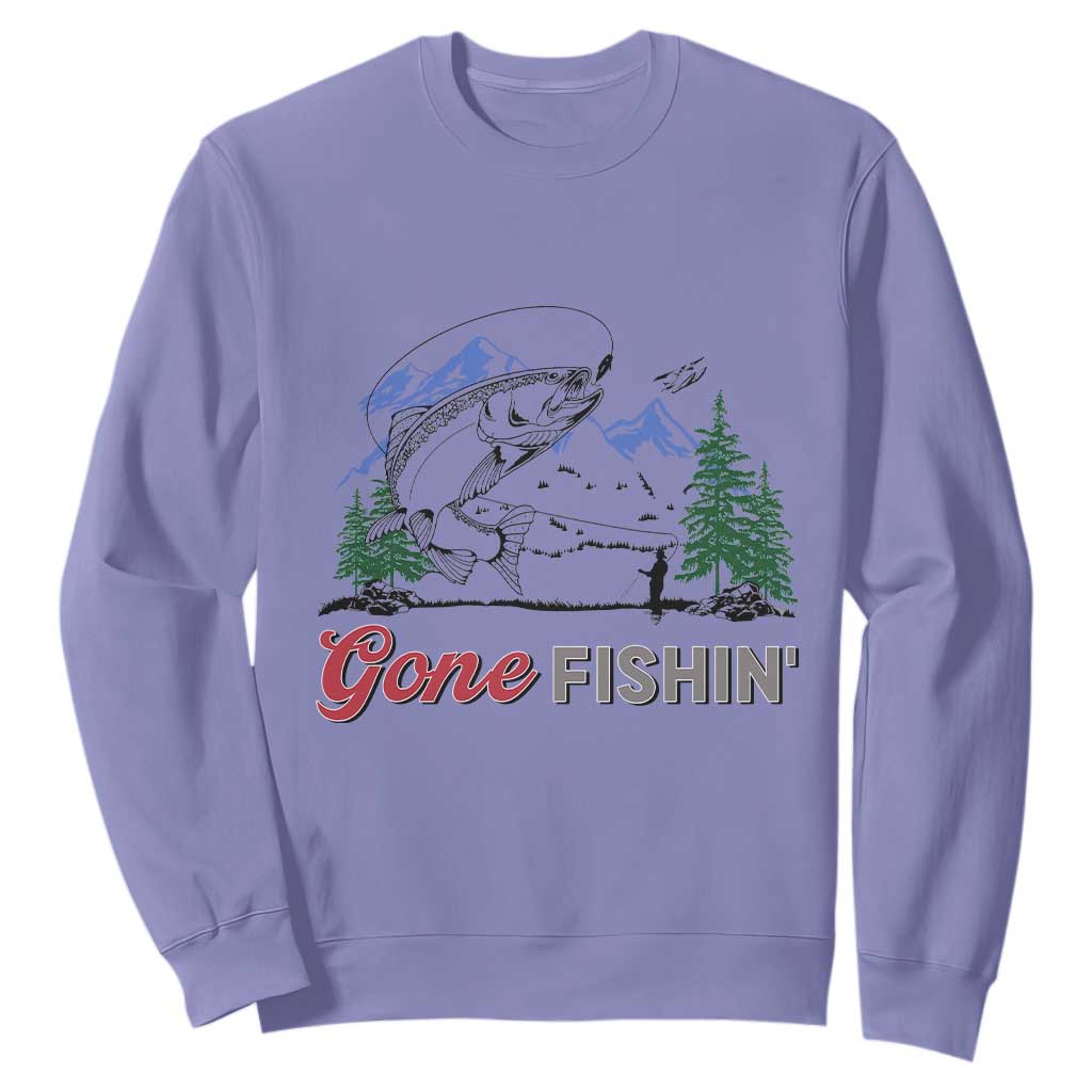 Gone Fishing Sweatshirt Trout Fishing Lover Montane Forest TS11 Violet Print Your Wear