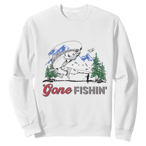 Gone Fishing Sweatshirt Trout Fishing Lover Montane Forest TS11 White Print Your Wear