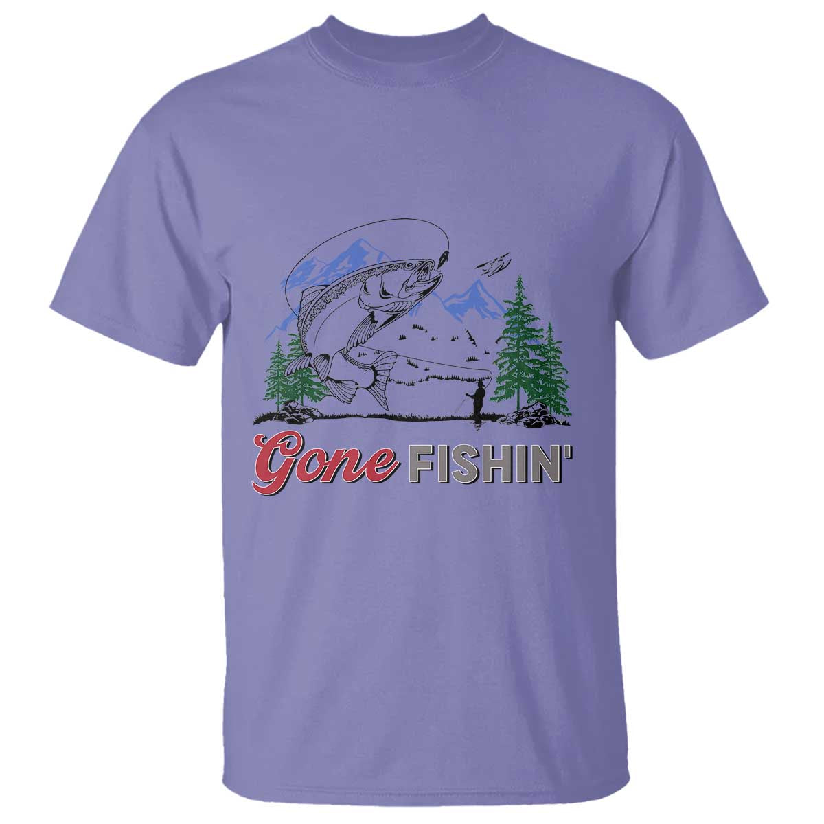 Gone Fishing T Shirt Trout Fishing Lover Montane Forest TS11 Violet Print Your Wear