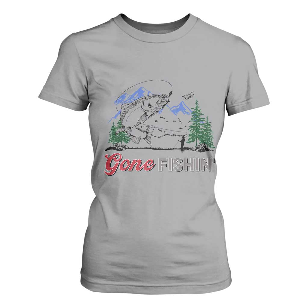 Gone Fishing T Shirt For Women Trout Fishing Lover Montane Forest TS11 Sport Gray Print Your Wear