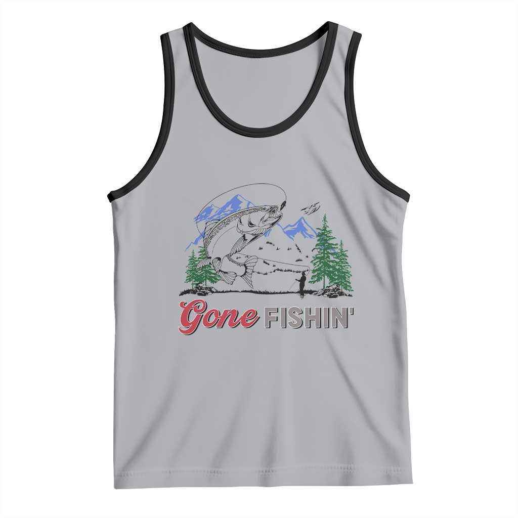 Gone Fishing Tank Top Trout Fishing Lover Montane Forest TS11 Athletic Heather Black Print Your Wear