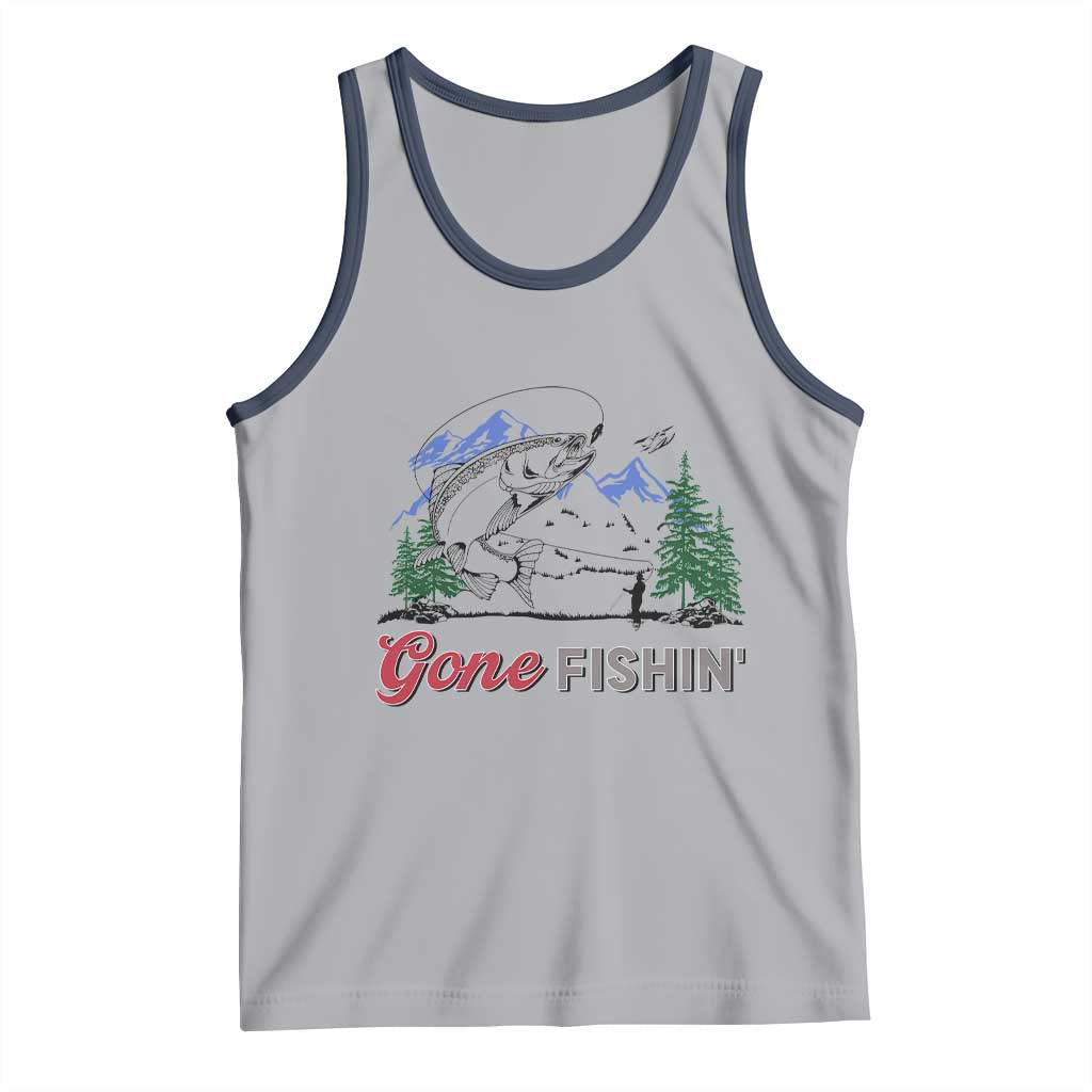 Gone Fishing Tank Top Trout Fishing Lover Montane Forest TS11 Athletic Heather Navy Print Your Wear