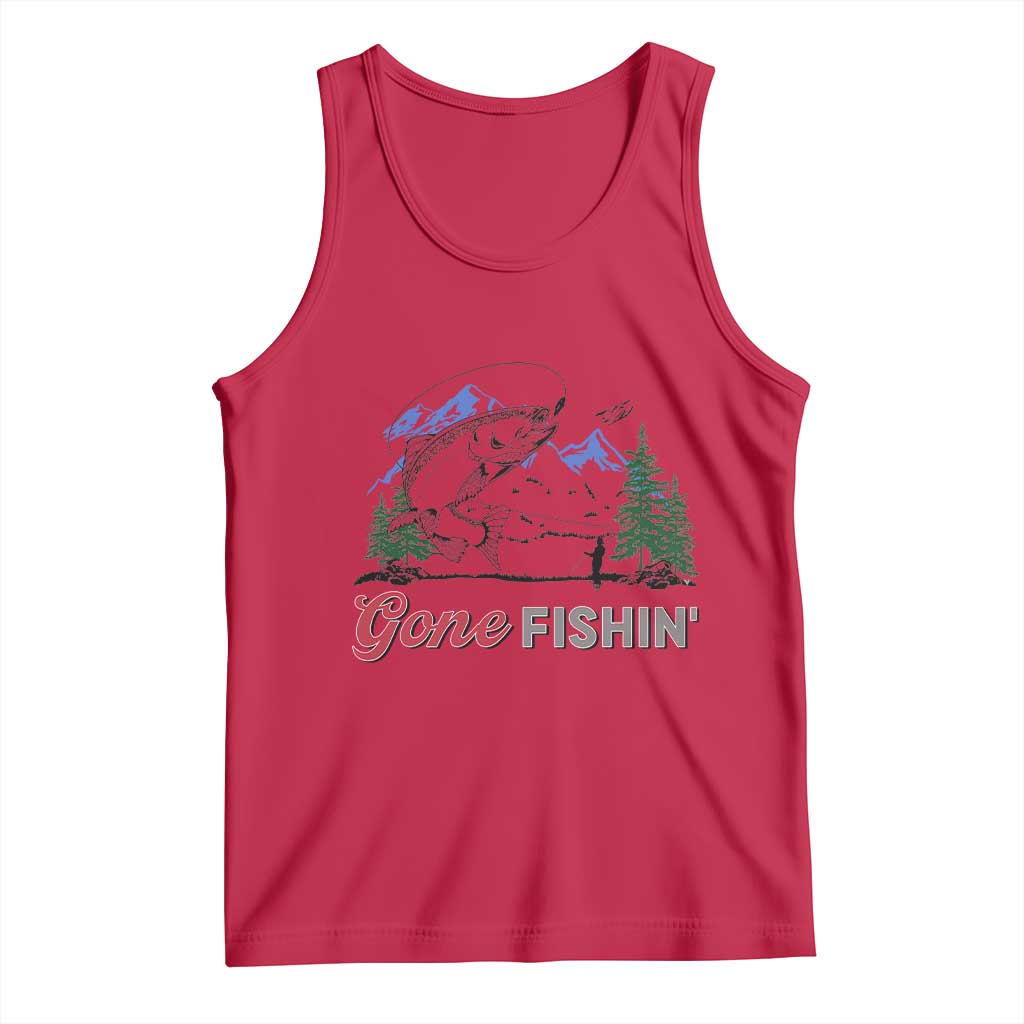 Gone Fishing Tank Top Trout Fishing Lover Montane Forest TS11 Red Print Your Wear