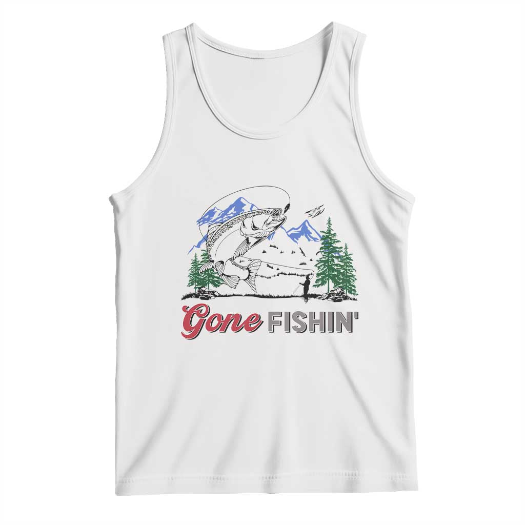 Gone Fishing Tank Top Trout Fishing Lover Montane Forest TS11 White Print Your Wear