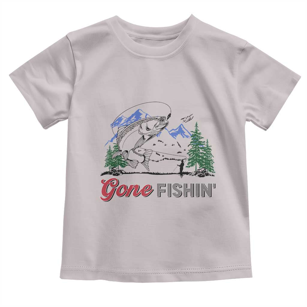 Gone Fishing Toddler T Shirt Trout Fishing Lover Montane Forest TS11 Ice Gray Print Your Wear