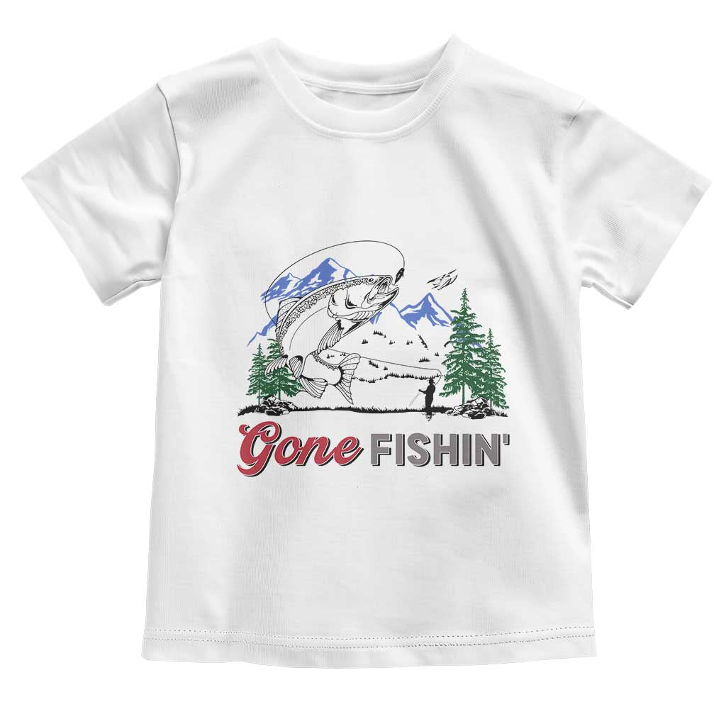 Gone Fishing Toddler T Shirt Trout Fishing Lover Montane Forest TS11 White Print Your Wear