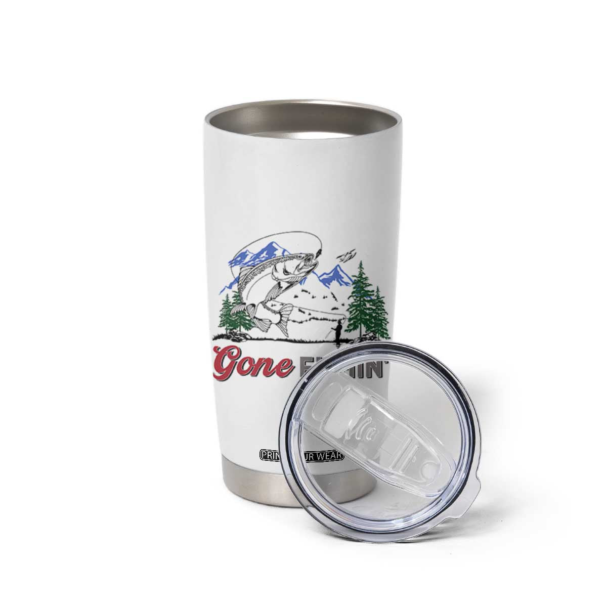 Gone Fishing Tumbler Cup Trout Fishing Lover Montane Forest TS11 Print Your Wear
