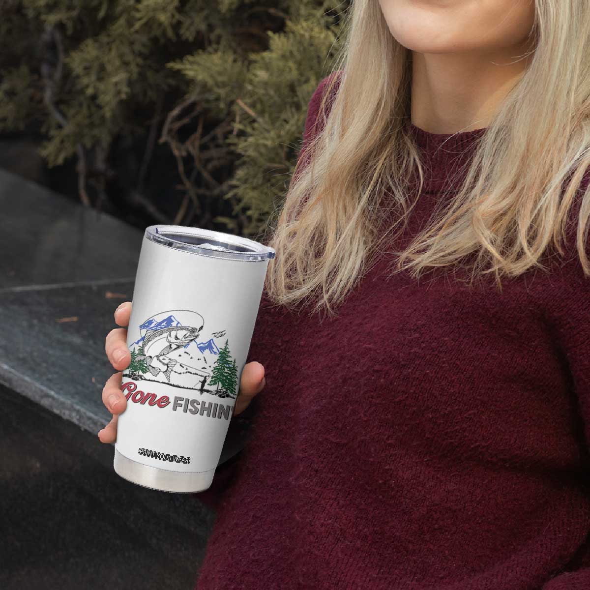 Gone Fishing Tumbler Cup Trout Fishing Lover Montane Forest TS11 Print Your Wear