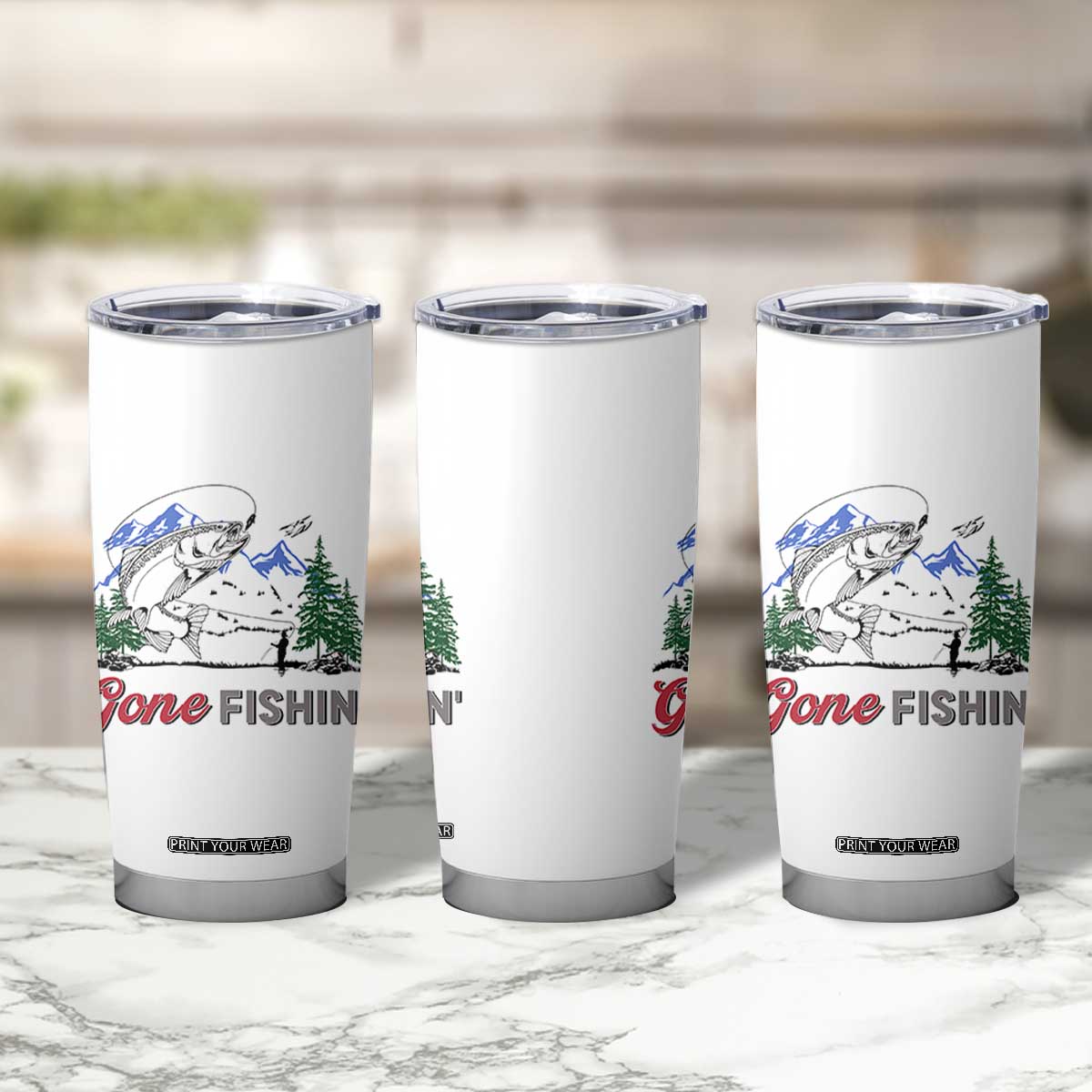 Gone Fishing Tumbler Cup Trout Fishing Lover Montane Forest TS11 Print Your Wear