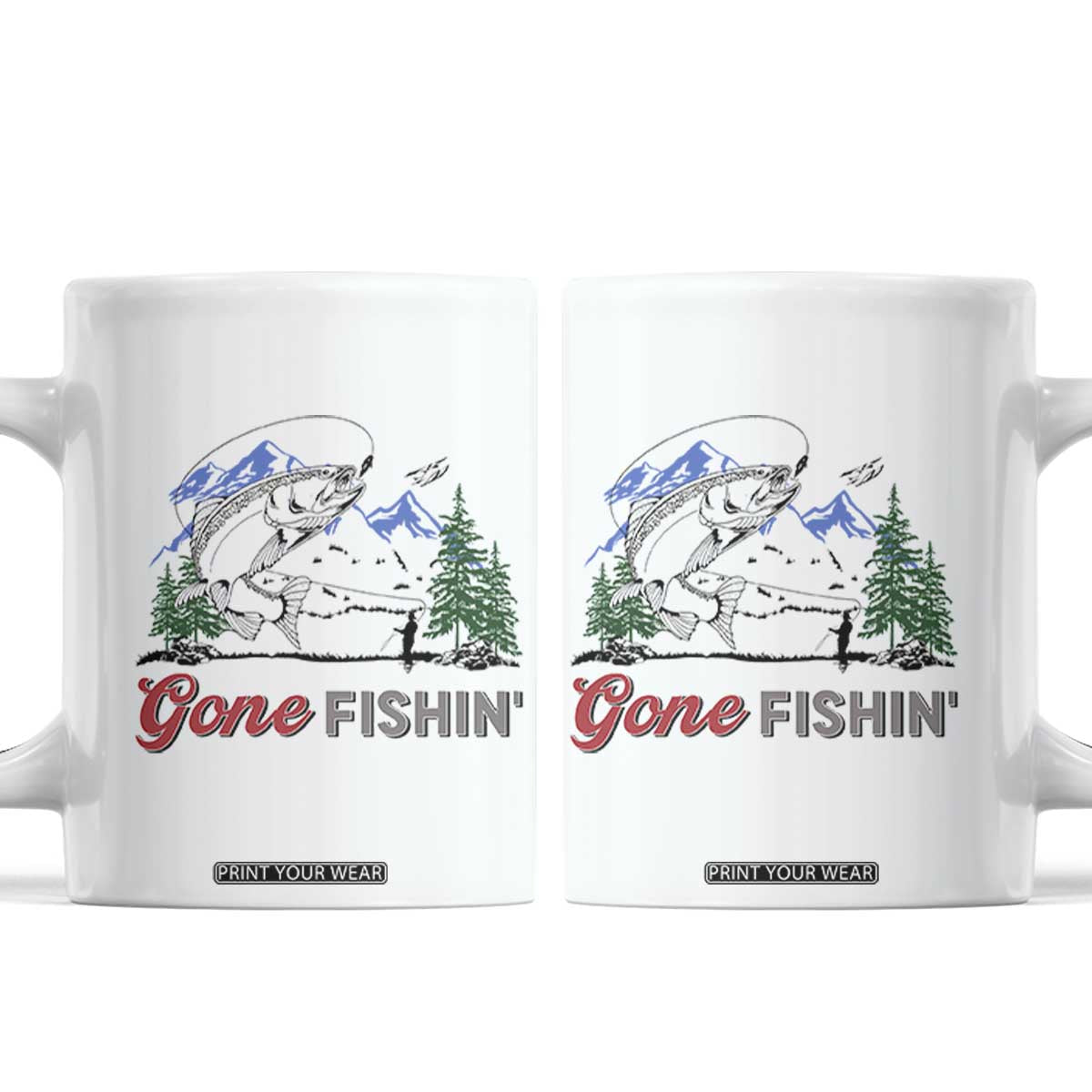 Gone Fishing Coffee Mug Trout Fishing Lover Montane Forest TS11 White Print Your Wear