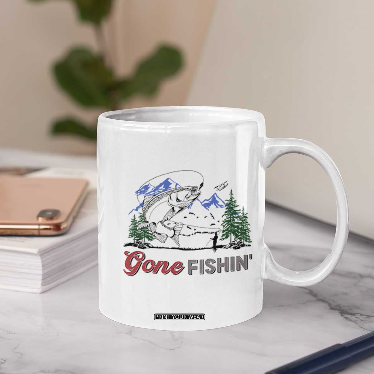 Gone Fishing Coffee Mug Trout Fishing Lover Montane Forest TS11 Print Your Wear