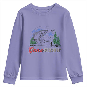 Gone Fishing Youth Sweatshirt Trout Fishing Lover Montane Forest TS11 Violet Print Your Wear