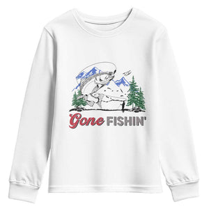 Gone Fishing Youth Sweatshirt Trout Fishing Lover Montane Forest TS11 White Print Your Wear