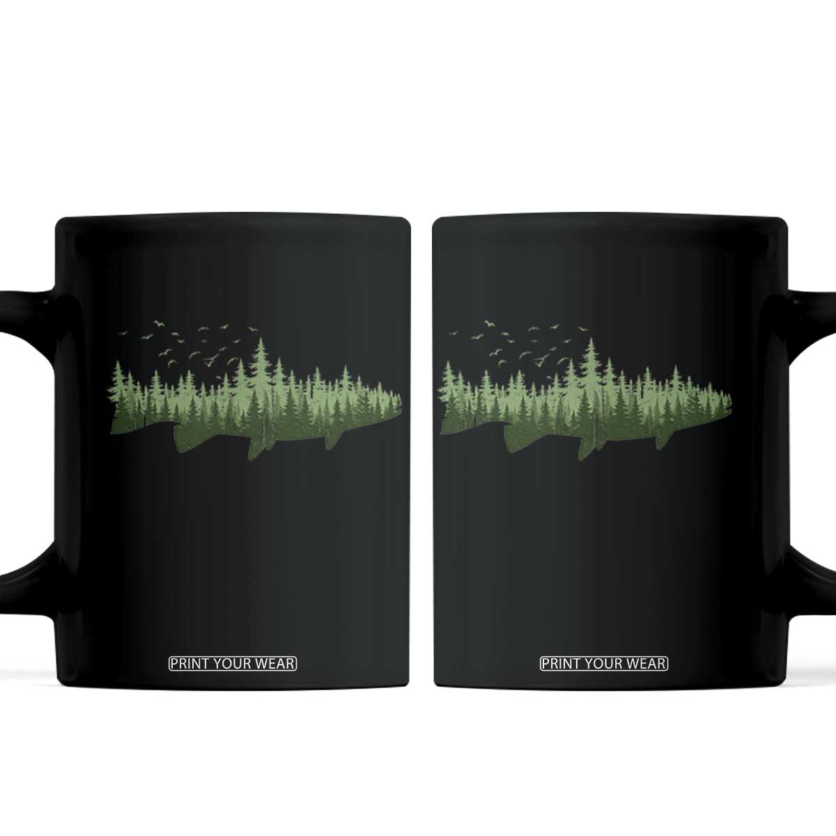 Trout Fly Fishing Outdoor Forest Nature Wildlife Fisherman Coffee Mug - TS11 Black Print Your Wear
