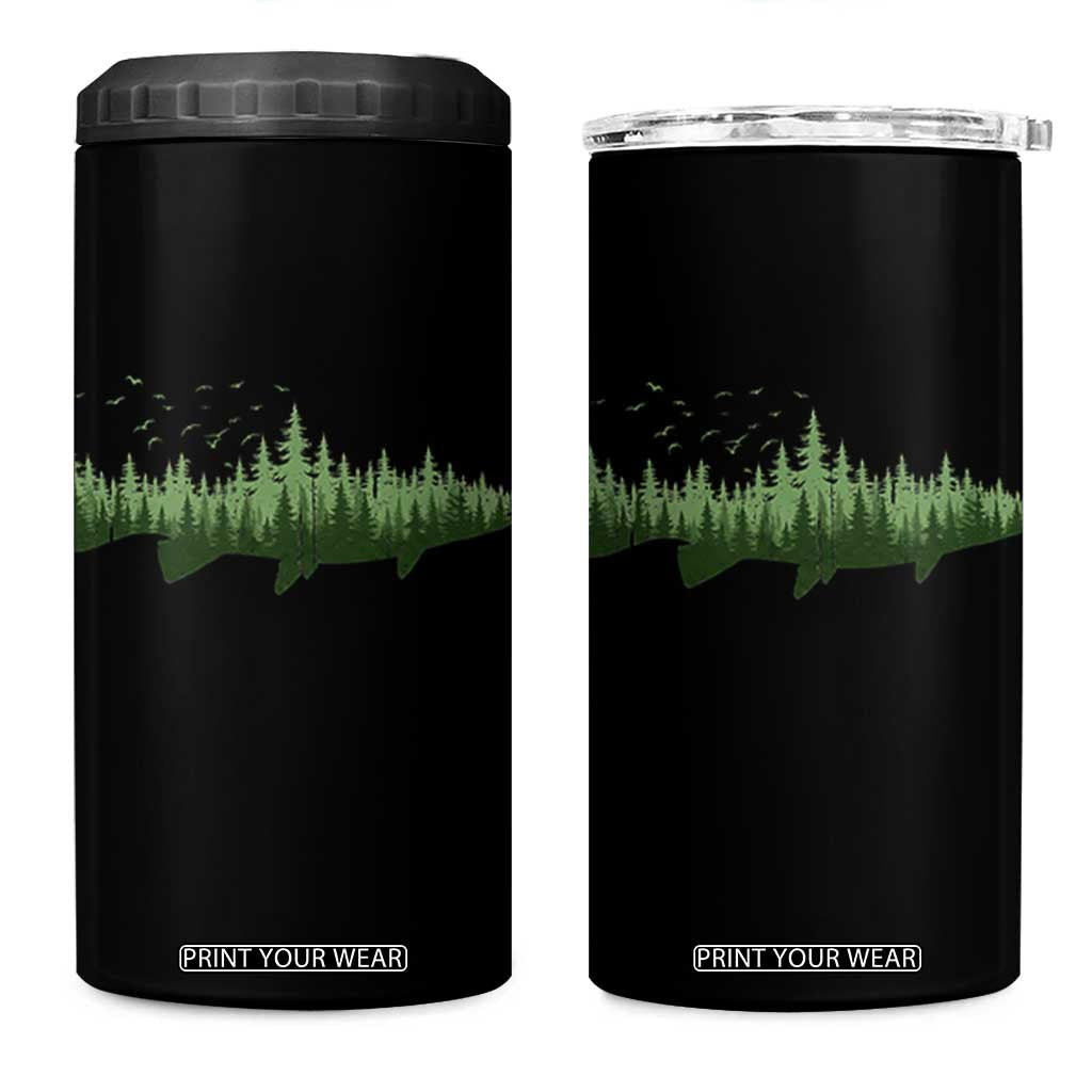 Trout Fly Fishing Outdoor Forest Nature Wildlife Fisherman 4 in 1 Can Cooler Tumbler TS11 One Size: 16 oz Black Print Your Wear