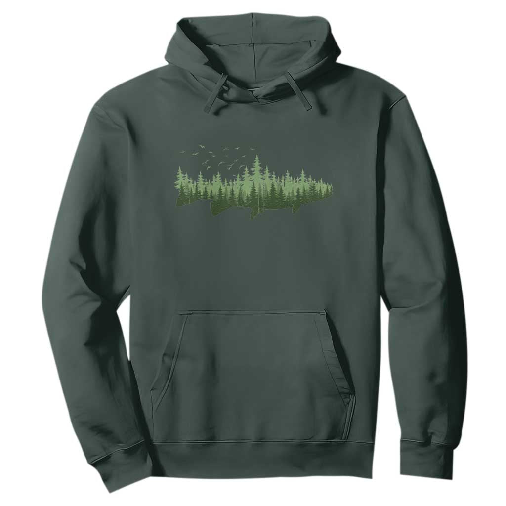 Trout Fly Fishing Outdoor Forest Nature Wildlife Fisherman Hoodie TS11 Dark Forest Green Print Your Wear