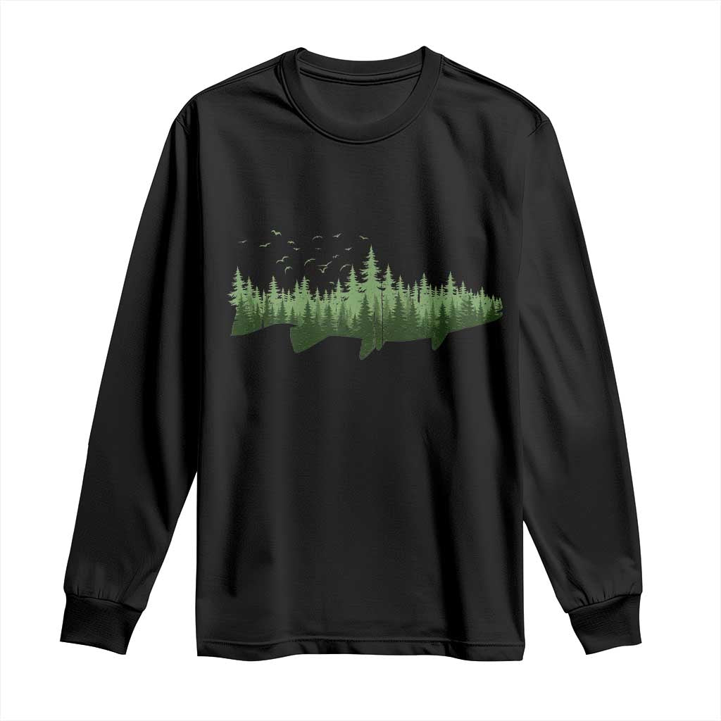 Trout Fly Fishing Outdoor Forest Nature Wildlife Fisherman Long Sleeve Shirt TS11 Black Print Your Wear