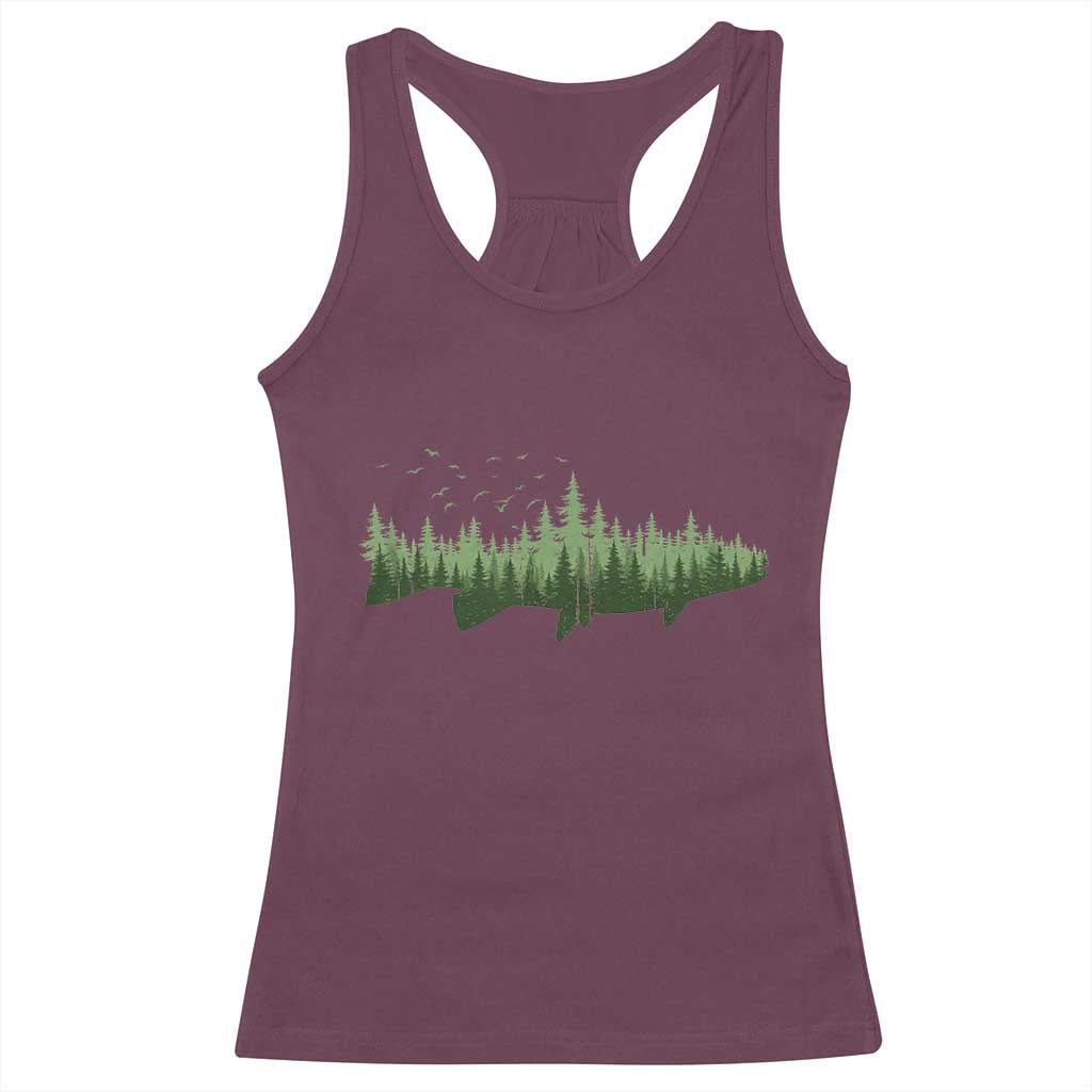 Trout Fly Fishing Outdoor Forest Nature Wildlife Fisherman Racerback Tank Top TS11 Maroon Print Your Wear
