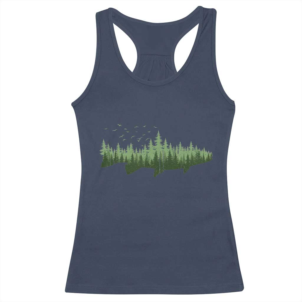 Trout Fly Fishing Outdoor Forest Nature Wildlife Fisherman Racerback Tank Top TS11 Navy Print Your Wear