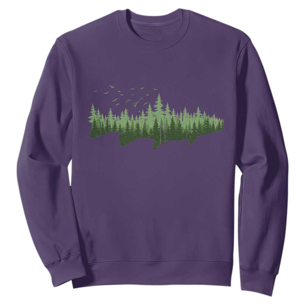 Trout Fly Fishing Outdoor Forest Nature Wildlife Fisherman Sweatshirt TS11 Purple Print Your Wear