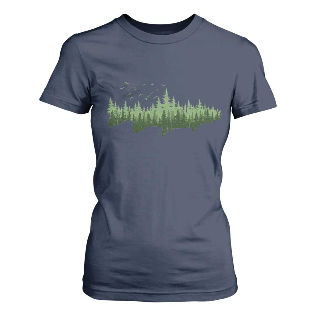 Trout Fly Fishing Outdoor Forest Nature Wildlife Fisherman T Shirt For Women TS11 Navy Print Your Wear