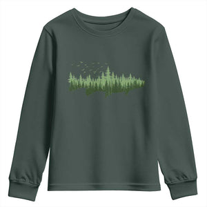 Trout Fly Fishing Outdoor Forest Nature Wildlife Fisherman Youth Sweatshirt TS11 Dark Forest Green Print Your Wear