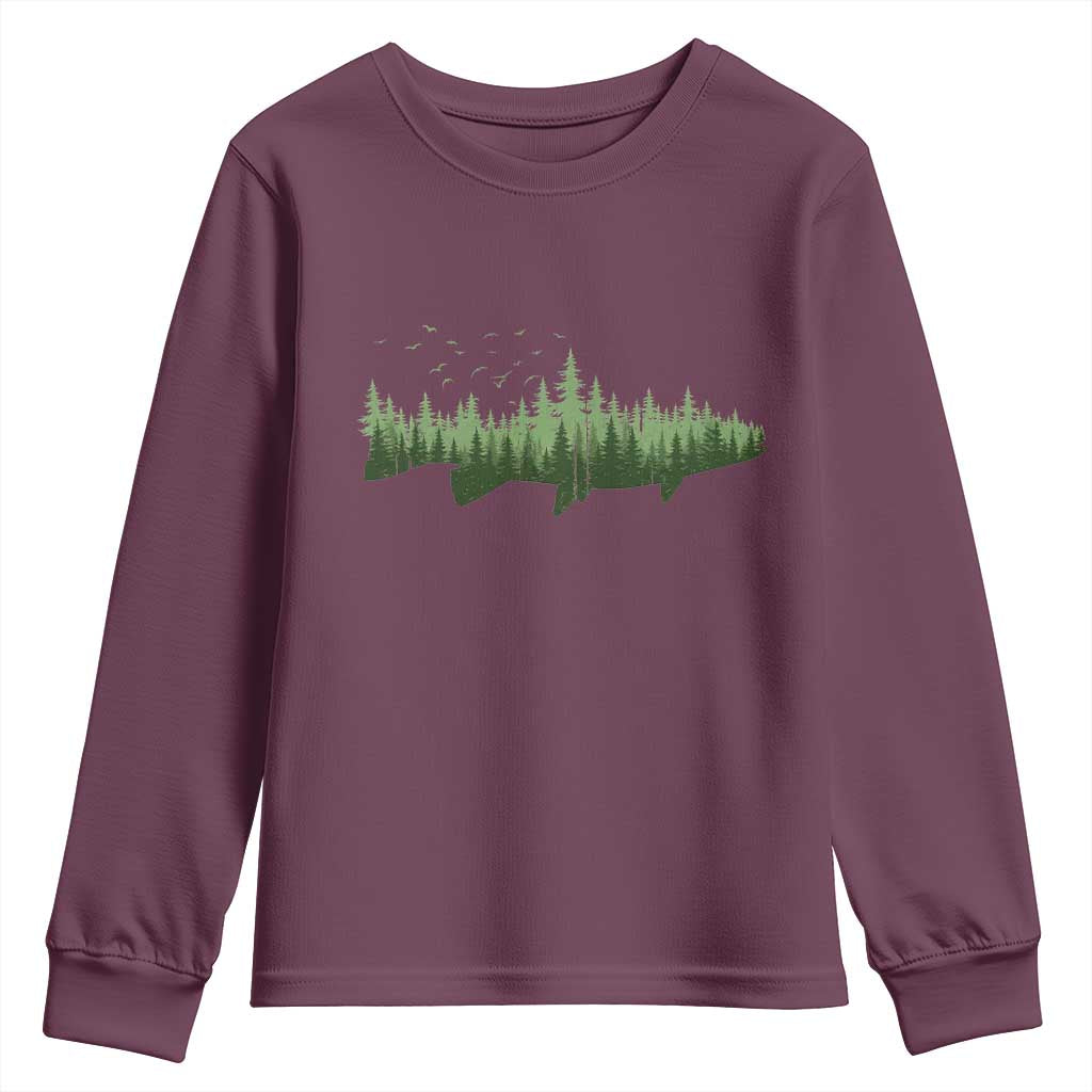 Trout Fly Fishing Outdoor Forest Nature Wildlife Fisherman Youth Sweatshirt TS11 Maroon Print Your Wear