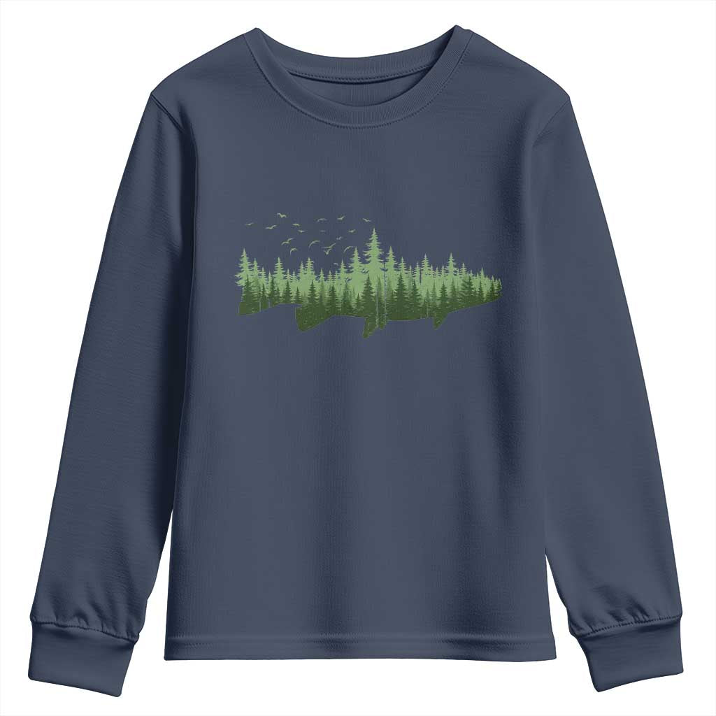 Trout Fly Fishing Outdoor Forest Nature Wildlife Fisherman Youth Sweatshirt TS11 Navy Print Your Wear