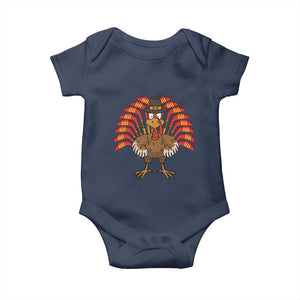 Thanksgiving Ice Hockey Baby Onesie Turkey Pilgrim Hat Fall Season TS11 Navy Print Your Wear