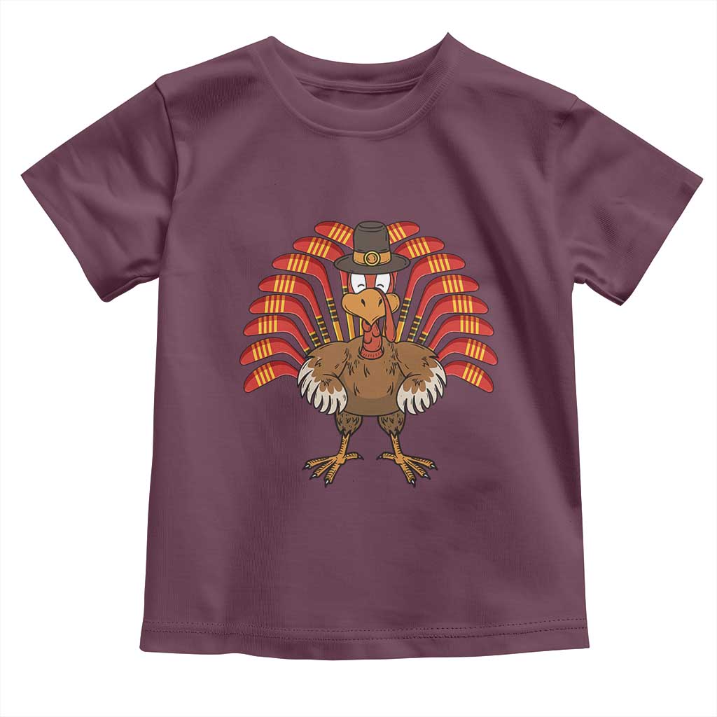 Thanksgiving Ice Hockey Baby Shirt Turkey Pilgrim Hat Fall Season TS11 Maroon Print Your Wear