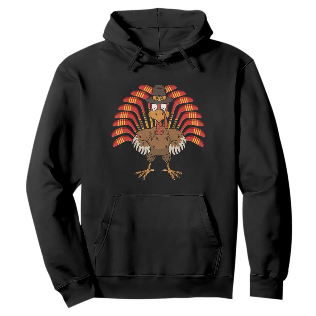 Thanksgiving Ice Hockey Hoodie Turkey Pilgrim Hat Fall Season TS11 Black Print Your Wear
