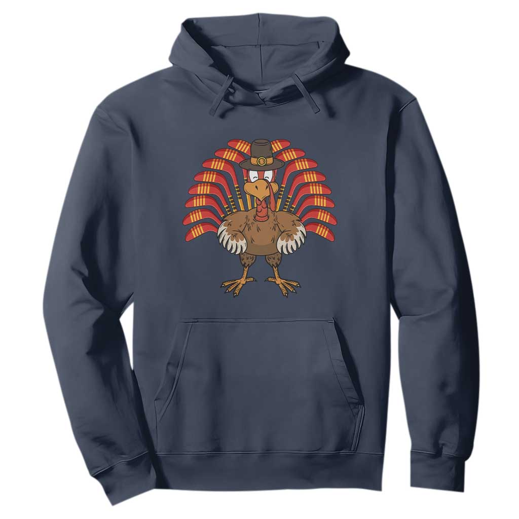 Thanksgiving Ice Hockey Hoodie Turkey Pilgrim Hat Fall Season TS11 Navy Print Your Wear