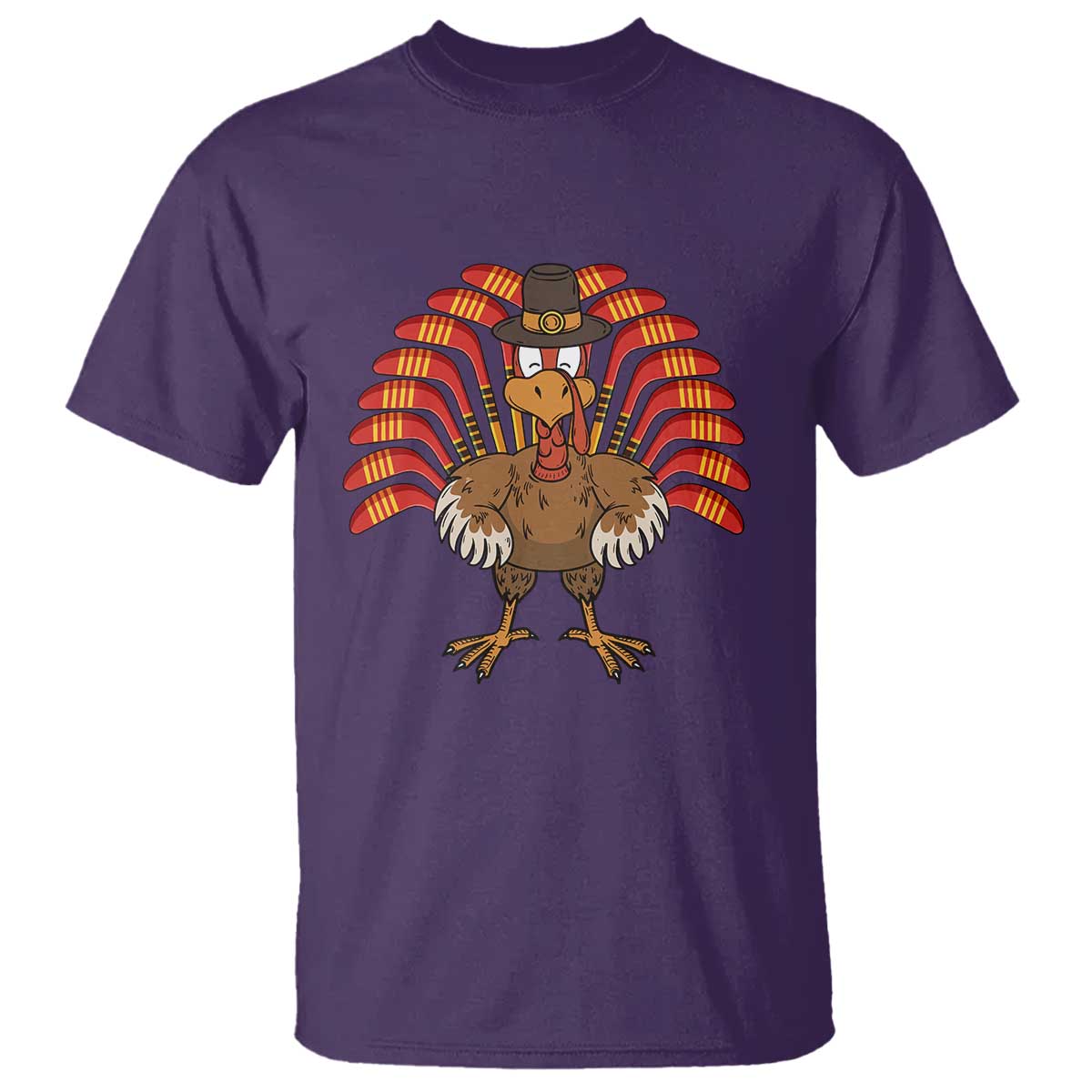 Thanksgiving Ice Hockey T Shirt Turkey Pilgrim Hat Fall Season TS11 Purple Print Your Wear