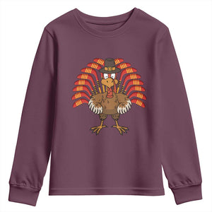 Thanksgiving Ice Hockey Youth Sweatshirt Turkey Pilgrim Hat Fall Season TS11 Maroon Print Your Wear