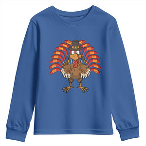 Thanksgiving Ice Hockey Youth Sweatshirt Turkey Pilgrim Hat Fall Season TS11 Royal Blue Print Your Wear